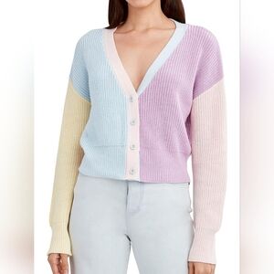 NEW BCBGeneration Colorblock Knit Buttoned Cardigan Size S Pastel Y2K Girlhood
